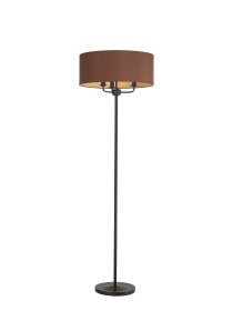 DK1069  Banyan 45cm 3 Light Floor Lamp Matt Black; Raw Cocoa